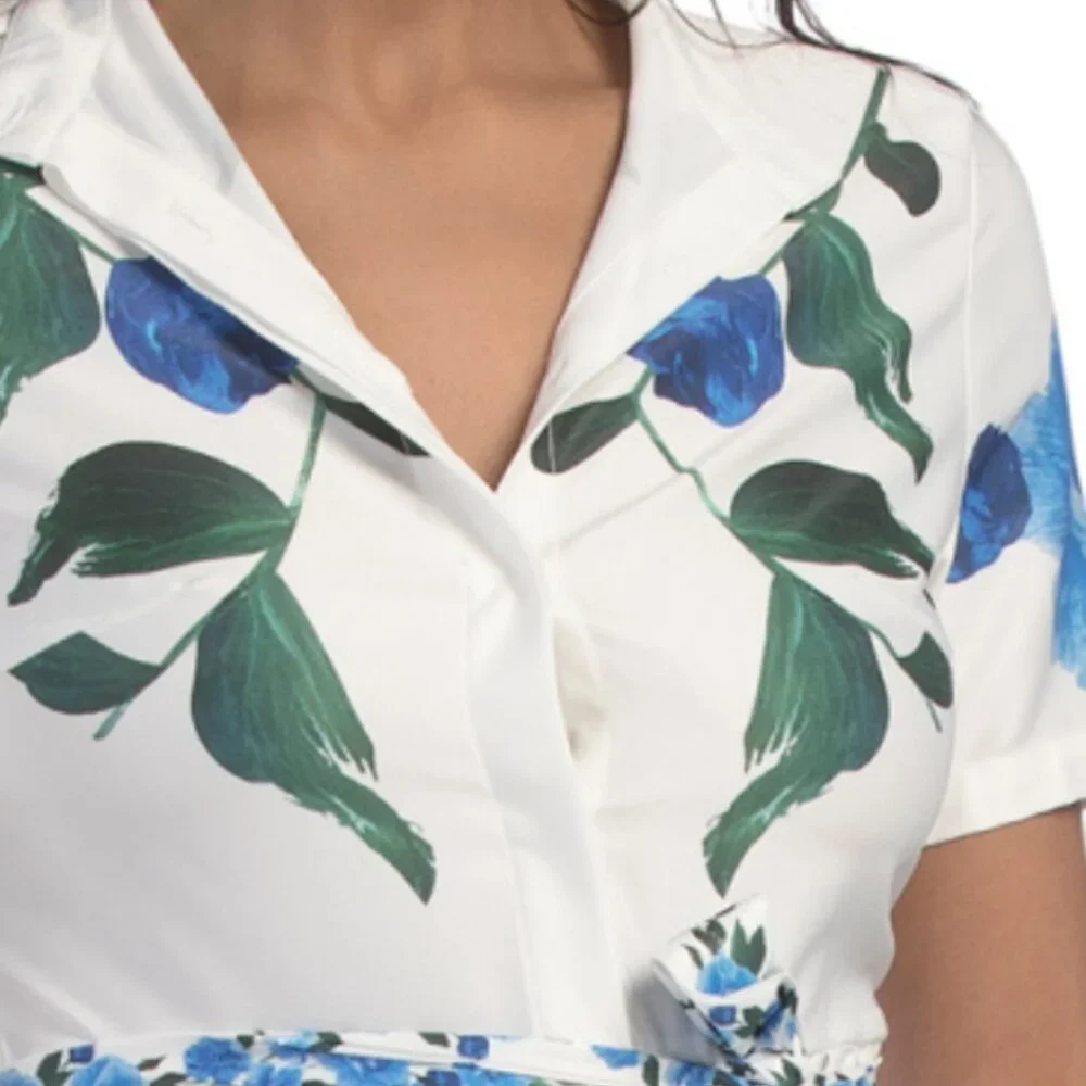 DALIA MACPHEE Short Sleeve Floral Dress With Belt - Picture 4 of 6